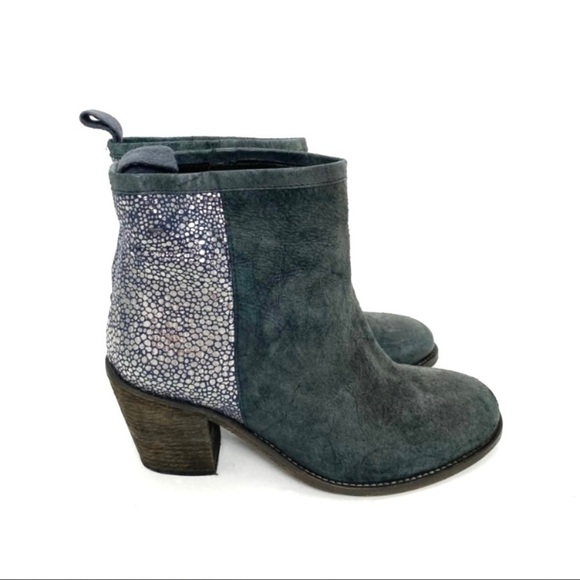HUMANOID Suede Leather Classic Ankle Bootie in Metallic Gray - Picture 5 of 10
